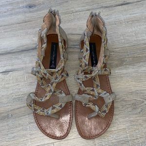 STEVEN metallic beaded sandals